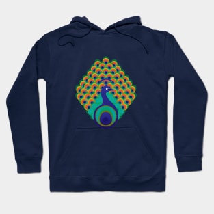 Peacock - stylized bird on deep blue background Hoodie